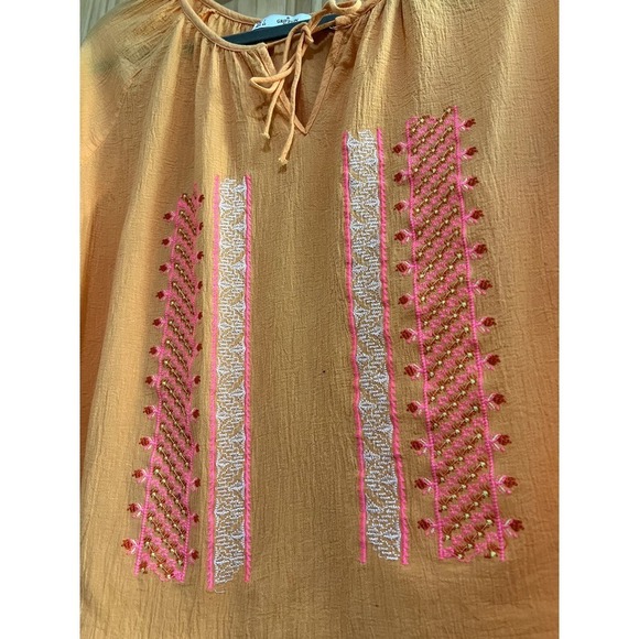 Grifflin size large orange topwith draw string closure and short sleeves - Picture 2 of 5